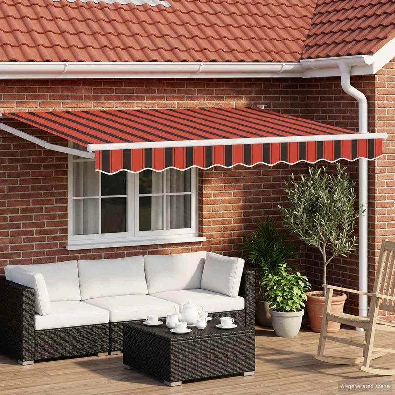vidaXL Udtrækkelig Markise 3,5 x 2 m Orange/Sort/Gul