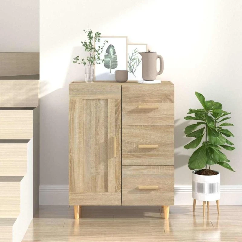 vidaXL Skænk 69,5x34x90 cm Konstrueret Træ Sonoma-eg