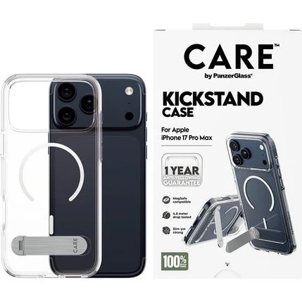 PanzerGlass CARE Feature Case Transparent med Støttefod & MagSafe – iPhone 17 Pro Max
