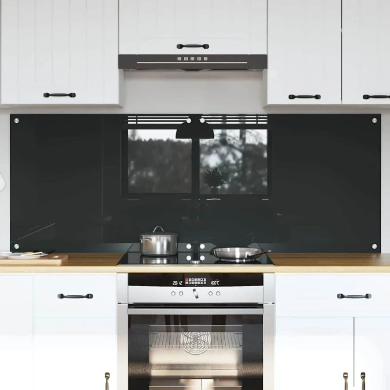 vidaXL Køkkenbacksplash 2 stk Mørkegrå 80 x 60 cm hærdet glas