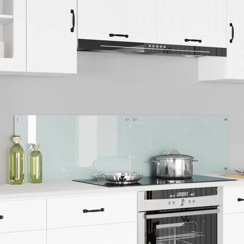 vidaXL Køkkenbacksplash 2 stk, hvid, 80 x 40 cm, hærdet glas