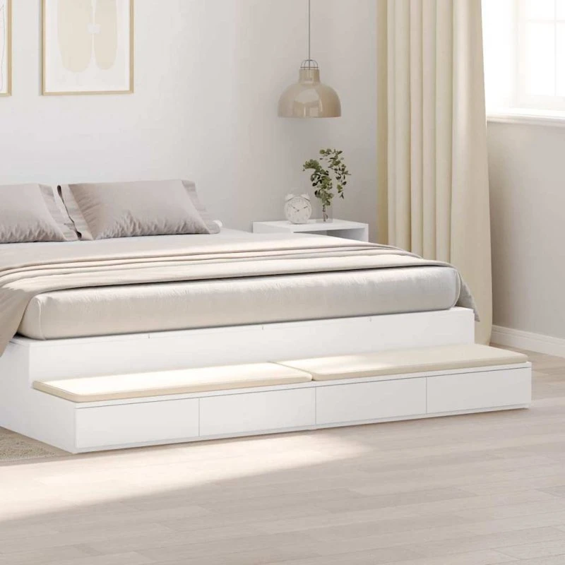vidaXL Hvid Sengeskuffer 180 x 36,5 x 16,5 cm, 4 Skuffer, Konstrueret Træ