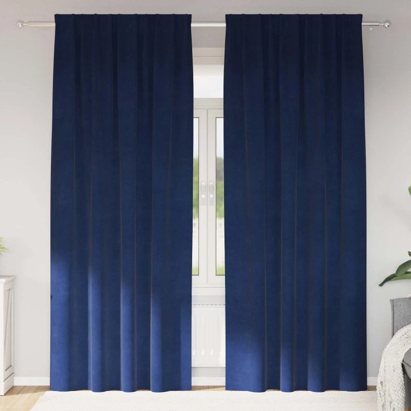 vidaXL Mørklægningsgardiner 2 stk, mørk blå, 140 x 260 cm, fløjl