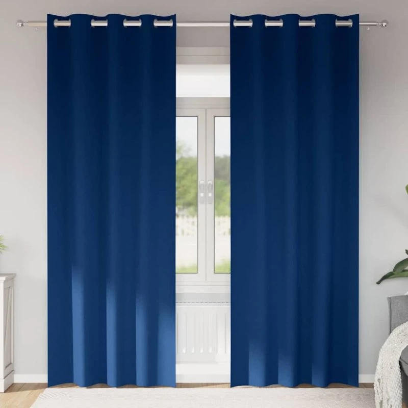 vidaXL Mørklægningsgardiner med Ring 2 stk, Mørk blå 245 x 140 cm