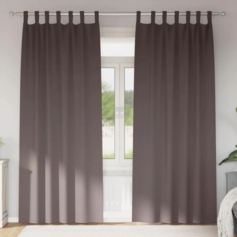 vidaXL Mørklægningsgardiner med ringe 260 x 140 cm, mørk brun