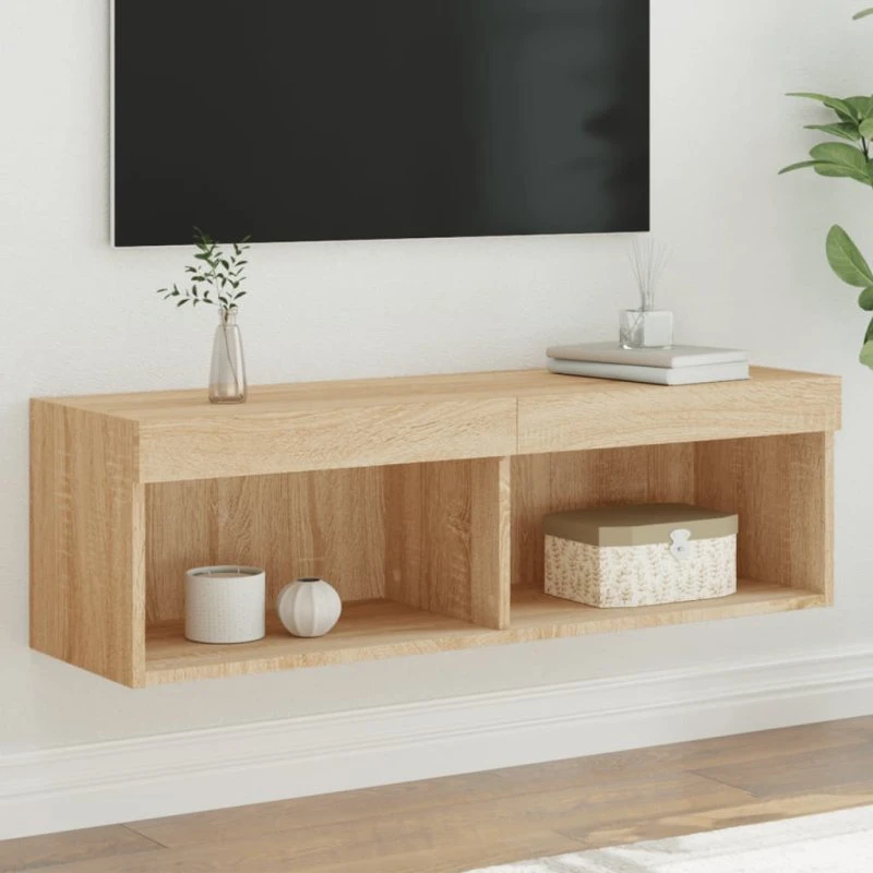 vidaXL tv-bord med LED-lys 100x30x30 cm, sonoma-eg