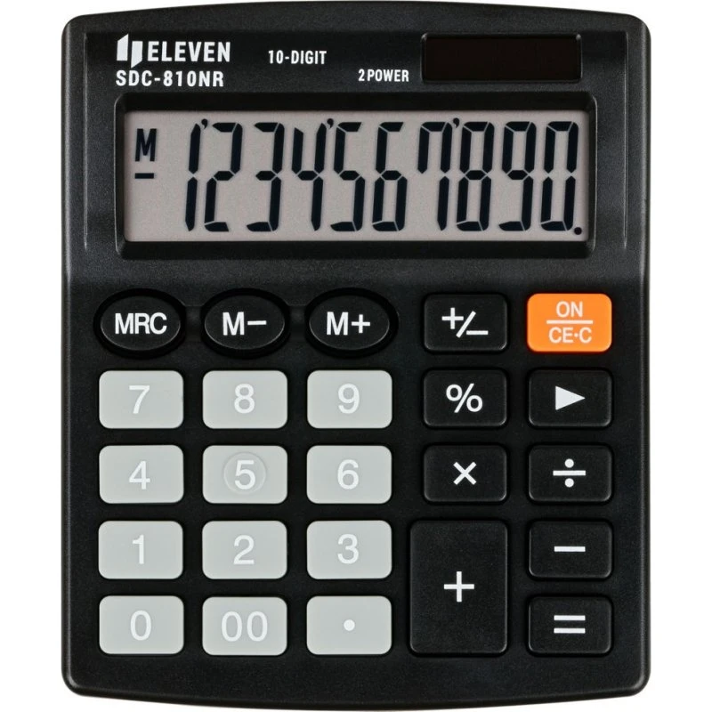 Eleven SDC810NR Skrivebordslommeregner, 10-cifret, sort