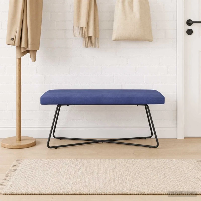 vidaXL Politi blå bænk 110 x 40 x 45 cm i velour