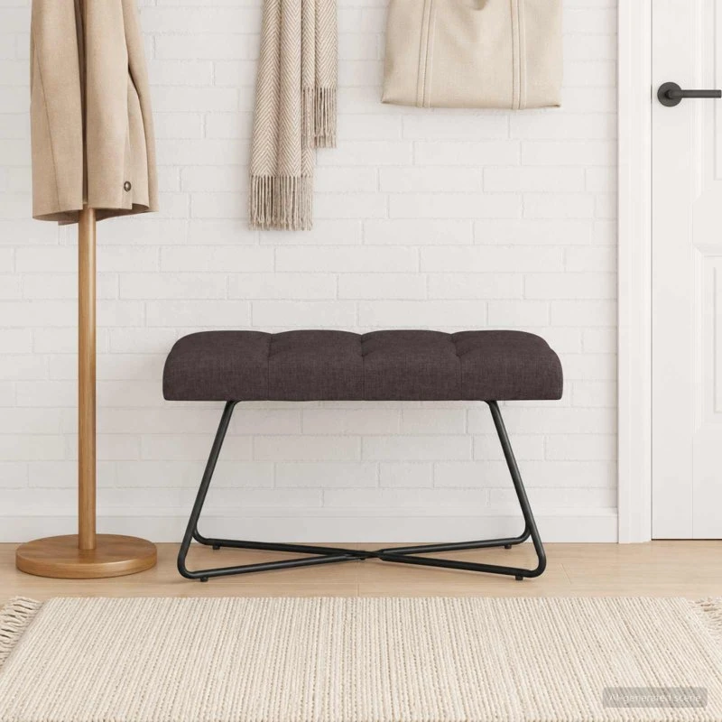 vidaXL Bænk med knap tufting, mørk brun 80 x 40 x 46 cm