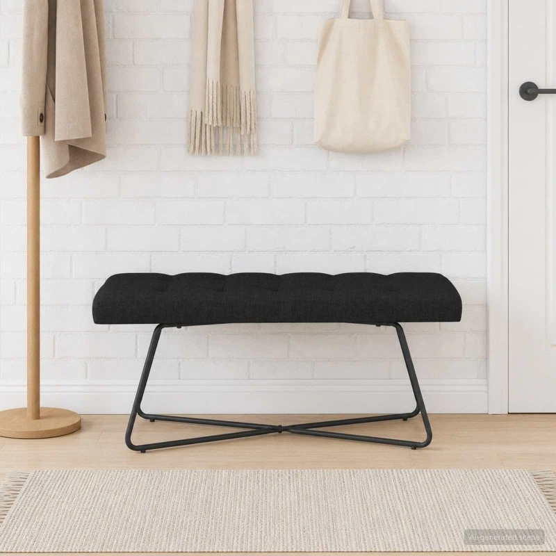 vidaXL Bænk med knap tufting, sort, 110 x 40 x 46 cm