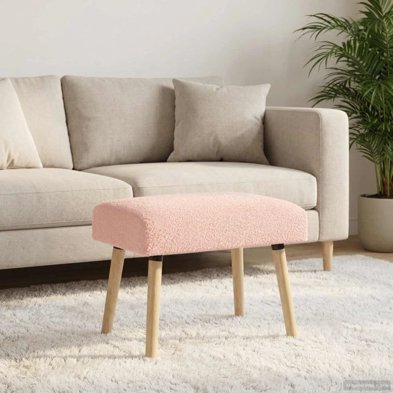vidaXL bænk lyserød 60 x 40 x 45 cm bouclé