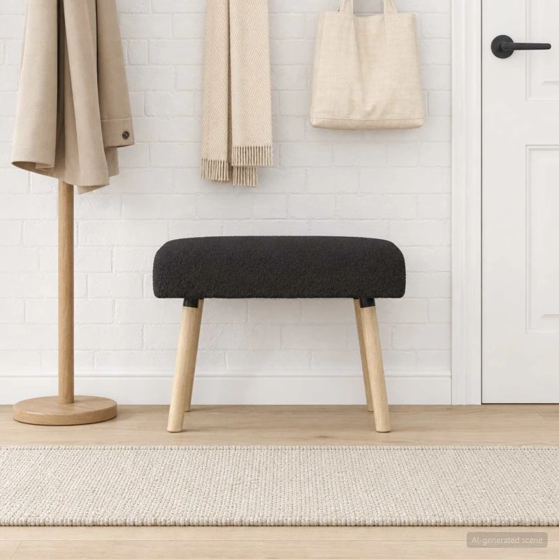 vidaXL bænk sort 60 x 40 x 45 cm bouclé