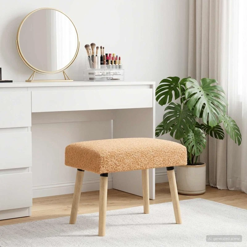 vidaXL bænk i bouclé, beige, 60 x 40 x 45 cm