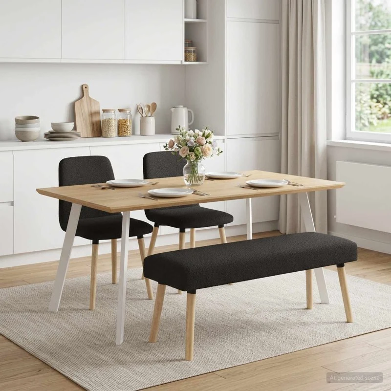vidaXL bænk sort 110 x 40 x 46 cm bouclé