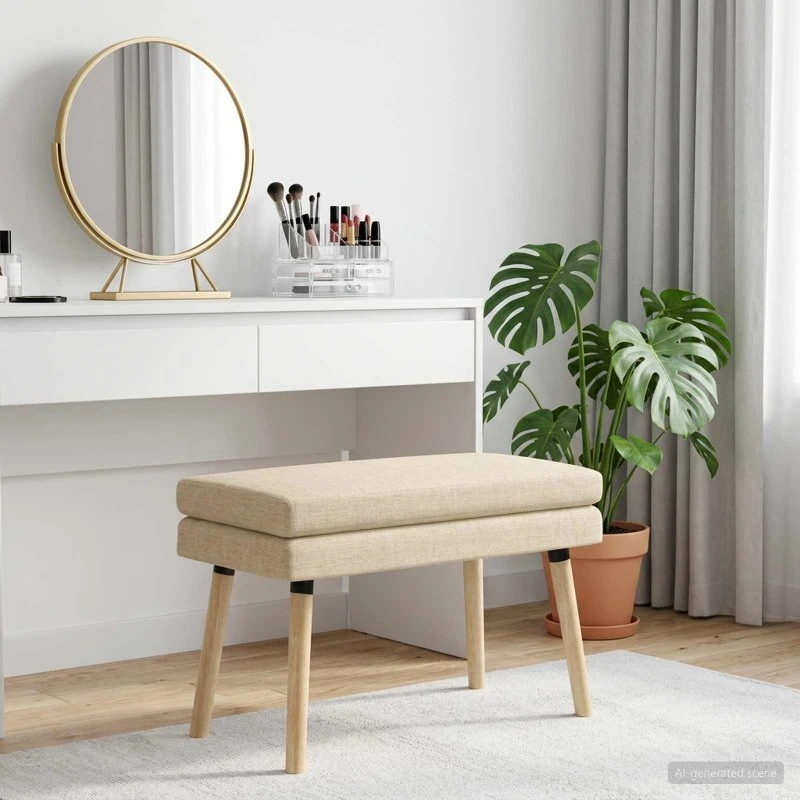 vidaXL Dobbeltlagret Bænk Cremefarvet 80 x 40 x 47 cm i Stof