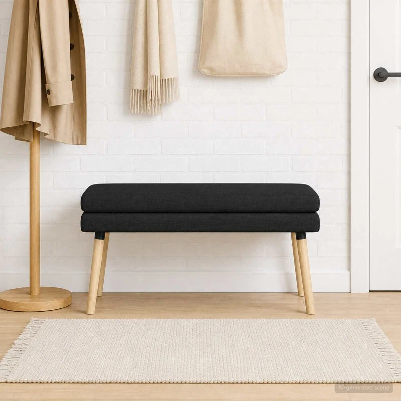 vidaXL Dobbeltlagret Bænk Sort 110 x 40 x 47 cm i Stof