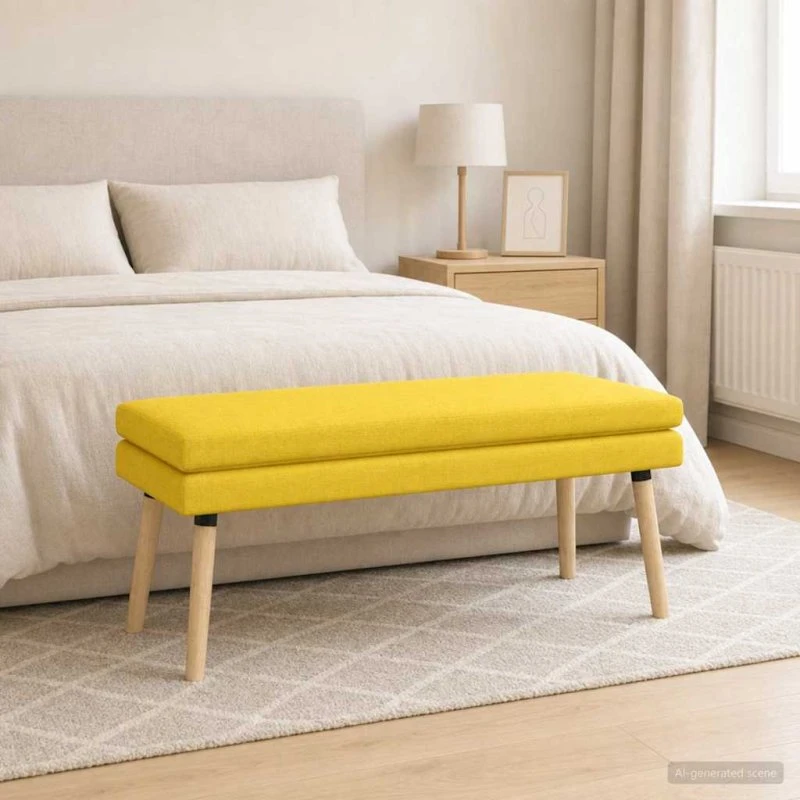vidaXL Dobbeltlagret bænk Lys Gul 110 x 40 x 47 cm i Stof