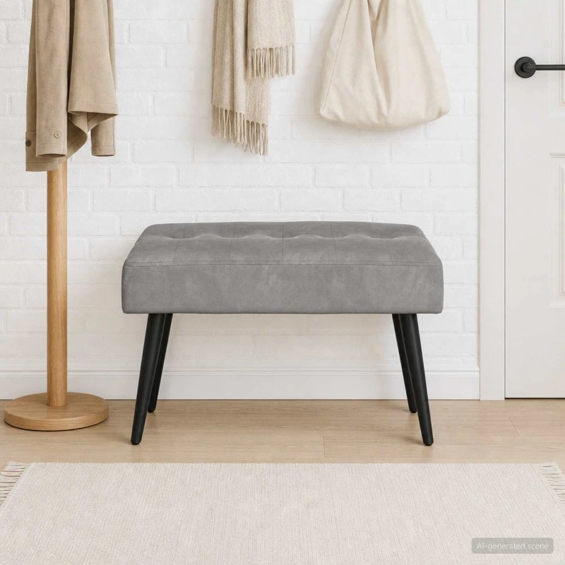 vidaXL Bænk med knap-tufting Lysegrå 60 x 40 x 45 cm Velour
