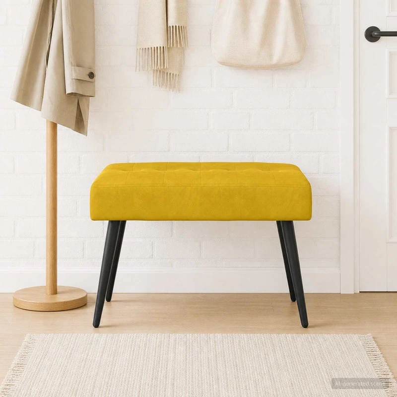 vidaXL Bænk med knap tufting, Gul, 60 x 40 x 45 cm