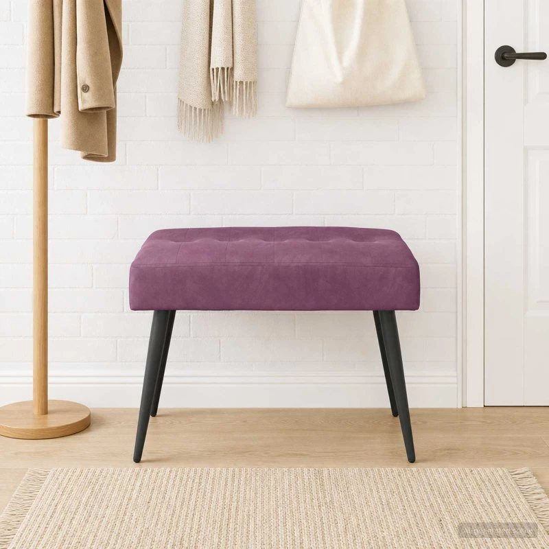 vidaXL Bænk med knap-tufting Lilla 60x40x45 cm i Velour