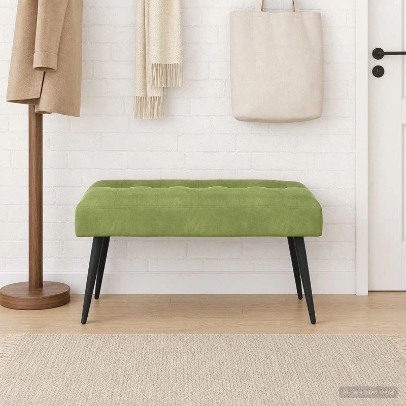 vidaXL Bænk med knap tufting, lys grøn, 80 x 40 x 46 cm