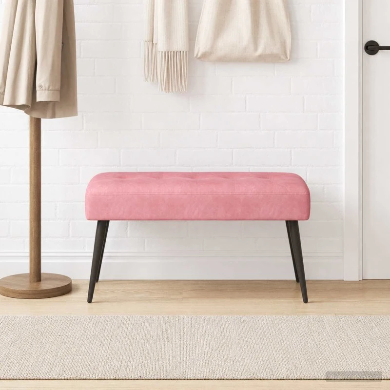 vidaXL Bænk med knapstikning Lyserød 80x40x46 cm Velour