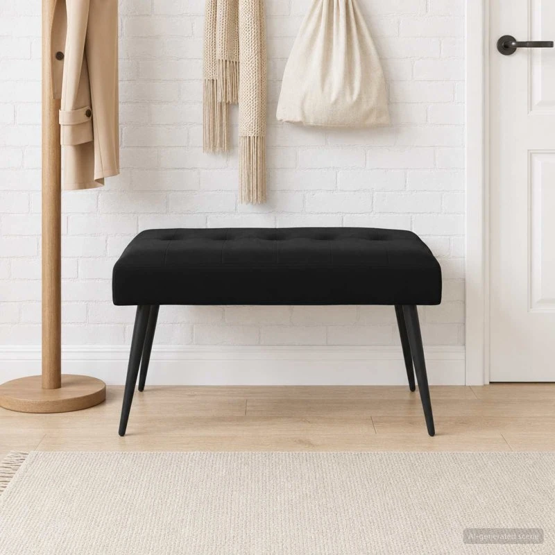 vidaXL Bænk med knap-tufting, sort, 80 x 40 x 46 cm