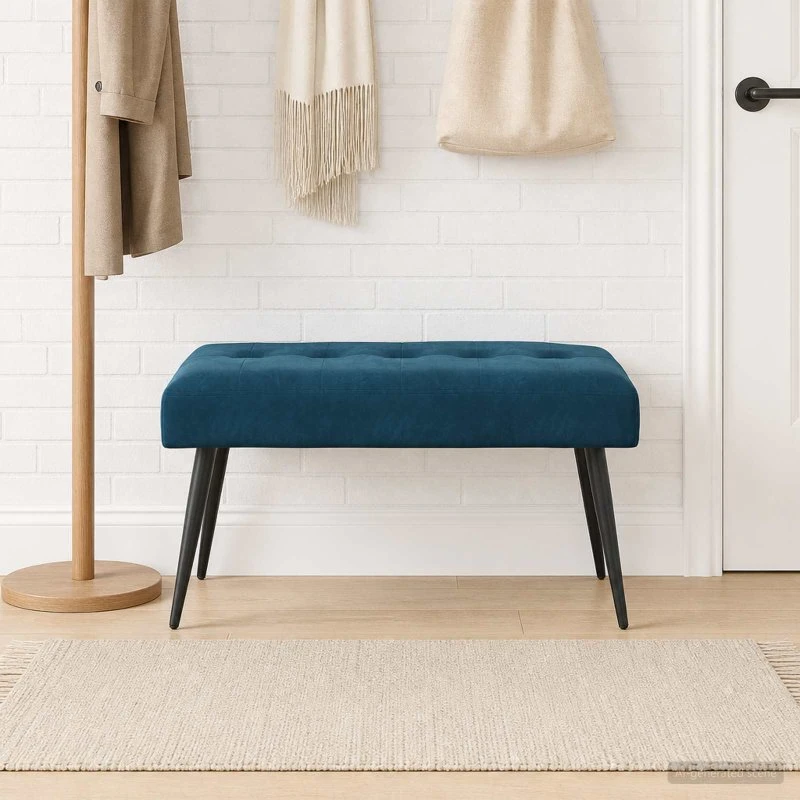 vidaXL Bænk med knap tufting Blå 80 x 40 x 46 cm Velour