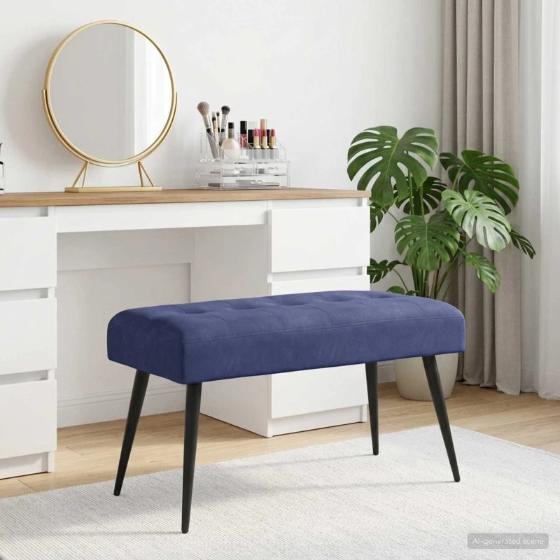 vidaXL Bænk med knap-tufting, politi blå, 80 x 40 x 46 cm