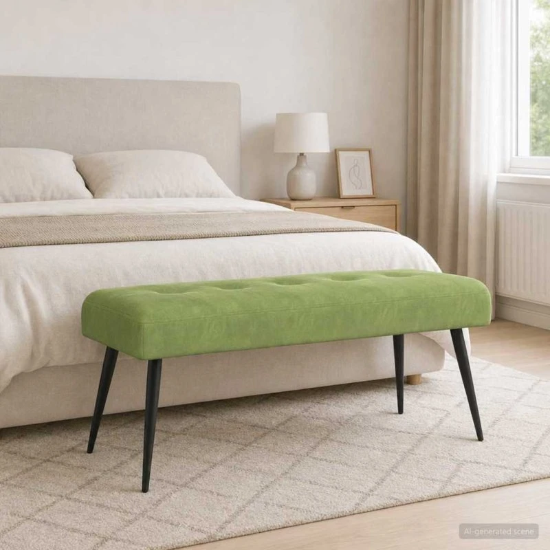 vidaXL Bænk med knap-tufting, lys grøn, 110 x 40 x 46 cm