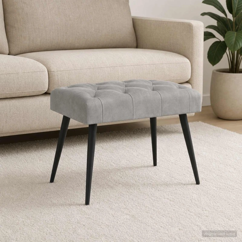 vidaXL Bænk med knap tufting Lysegrå 60x40x45 cm