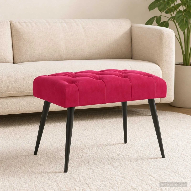 vidaXL Bænk med knap tufting Vinrød 60x40x45 cm