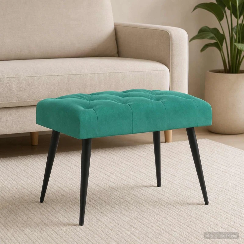 vidaXL Bænk med knap-tufting, turkis, 60 x 40 x 45 cm