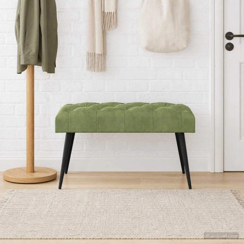 vidaXL Bænk med knap-tufting, lys grøn 80 x 40 x 46 cm
