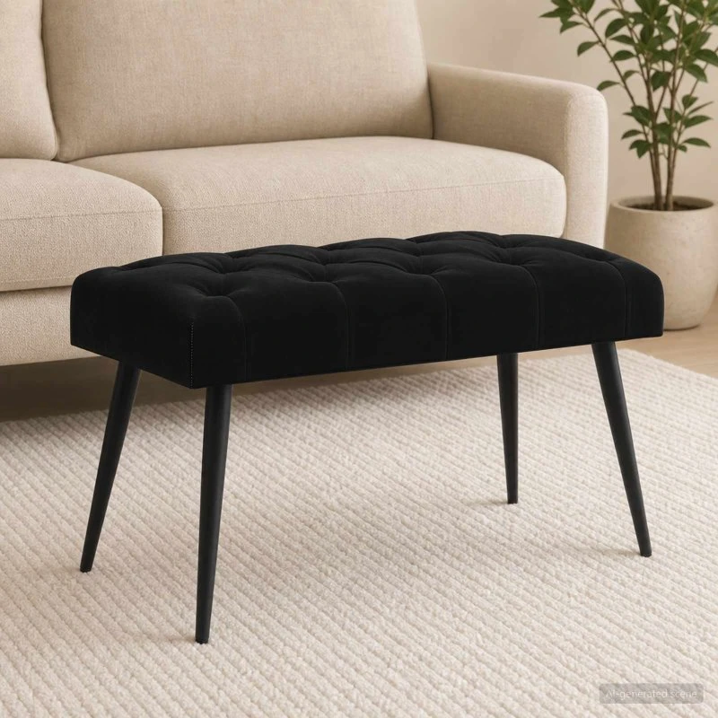 vidaXL Bænk med knap-tufting, sort, 80 x 40 x 46 cm