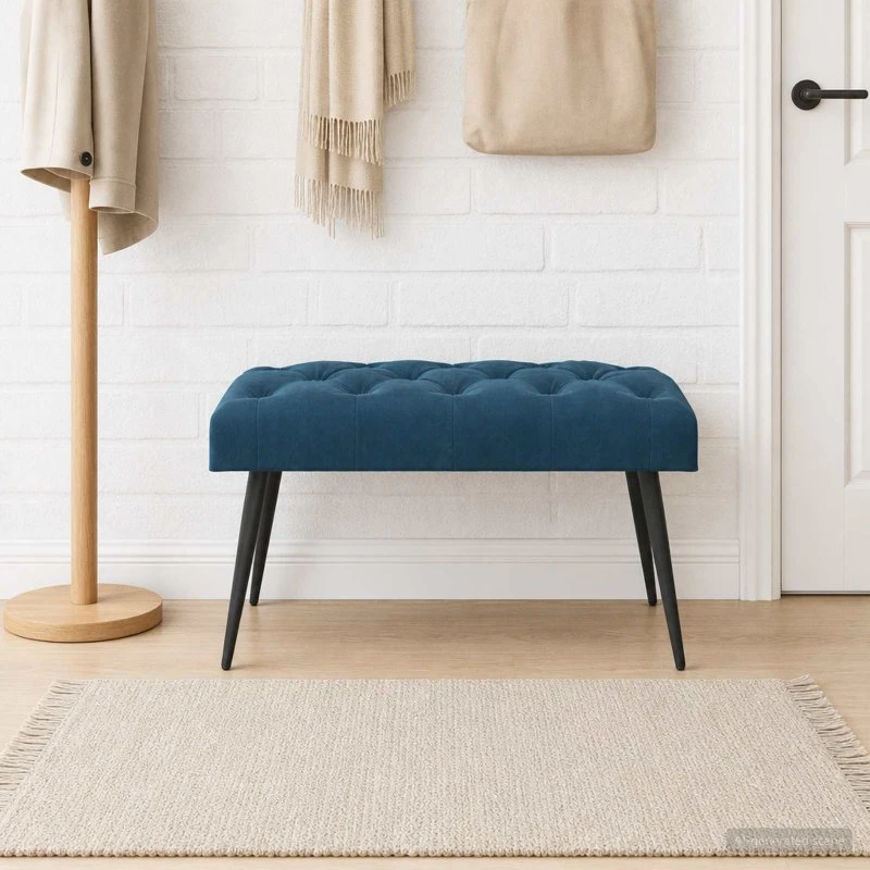 vidaXL Bænk med knap tufting, blå, 80 x 40 x 46 cm
