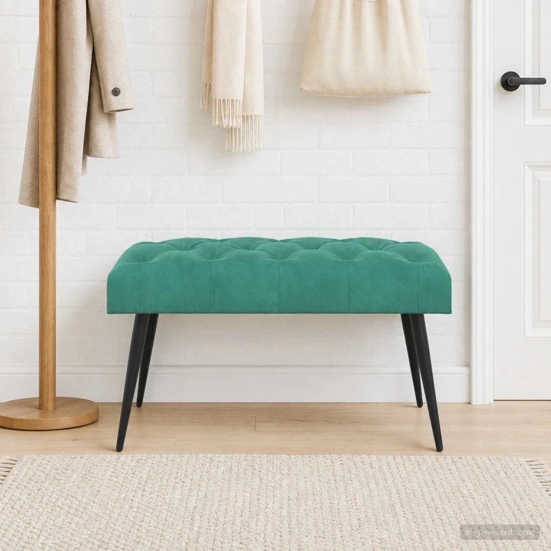 vidaXL Bænk med knap-tufting, turkis, 80 x 40 x 46 cm