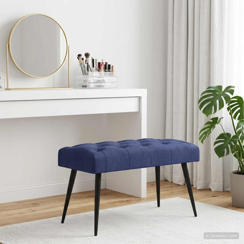 vidaXL Bænk med knap-tufting, politi blå, 80 x 40 x 46 cm