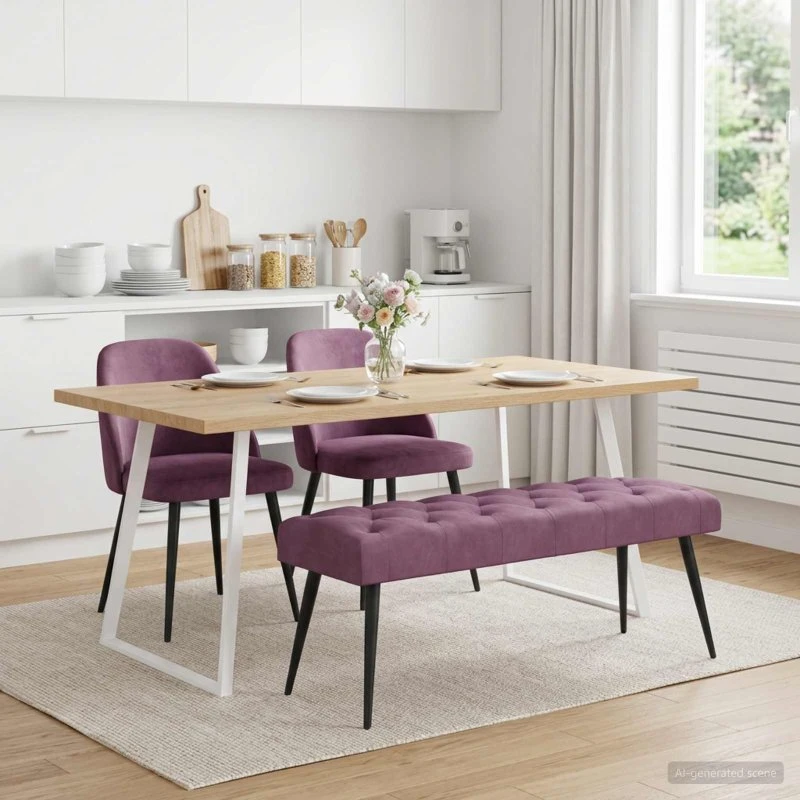 vidaXL Bænk med knap tufting, lilla, 110 x 40 x 46 cm