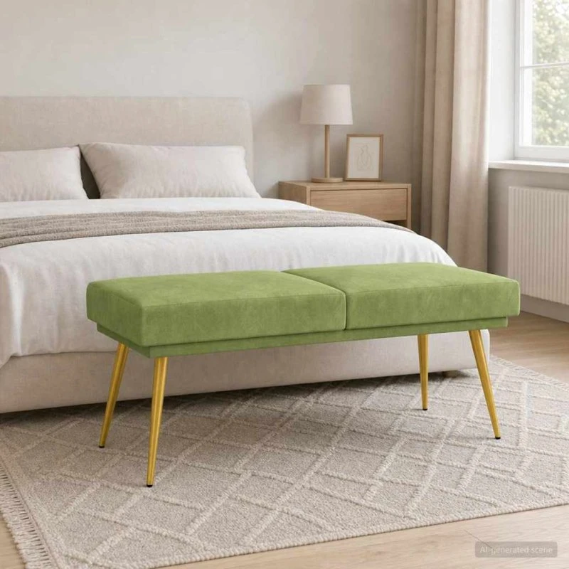 vidaXL Dobbeltlagret Bænk Lys Grøn 120 x 45 x 46 cm Velour