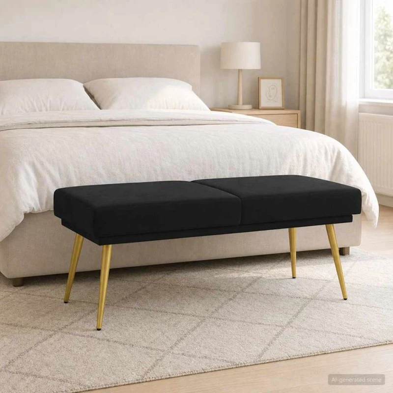 vidaXL Dobbeltlagret Bænk Sort 120 x 45 x 46 cm Velour