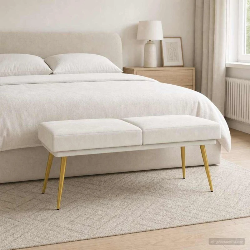 vidaXL Dobbeltlagret Bænk Creme 120x45x46 cm Velour