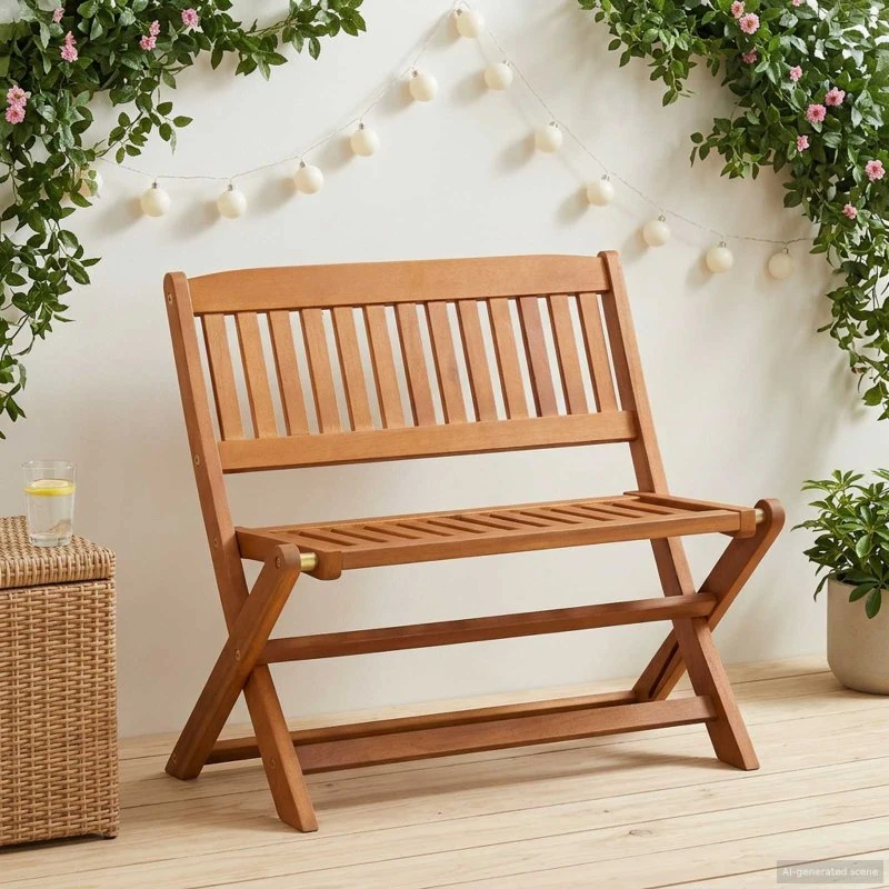 vidaXL Børnebænk Brun 61 x 38 x 57 cm, Massiv Eucalyptus Træ, Foldbar