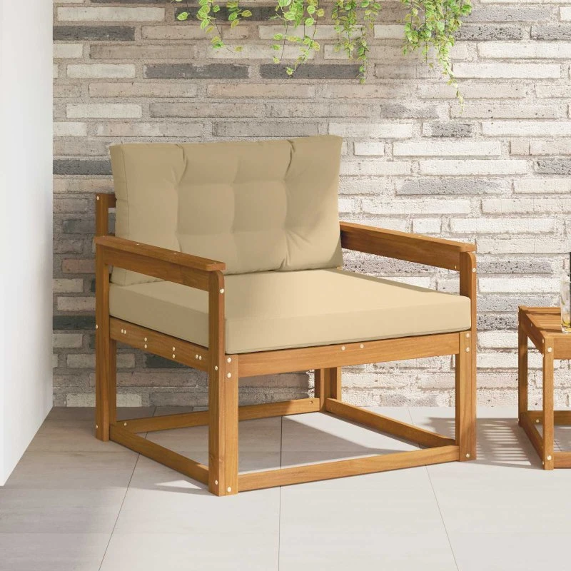 vidaXL Udendørs Mellem Sofa i Massivt Akacietræ, Naturfarvet