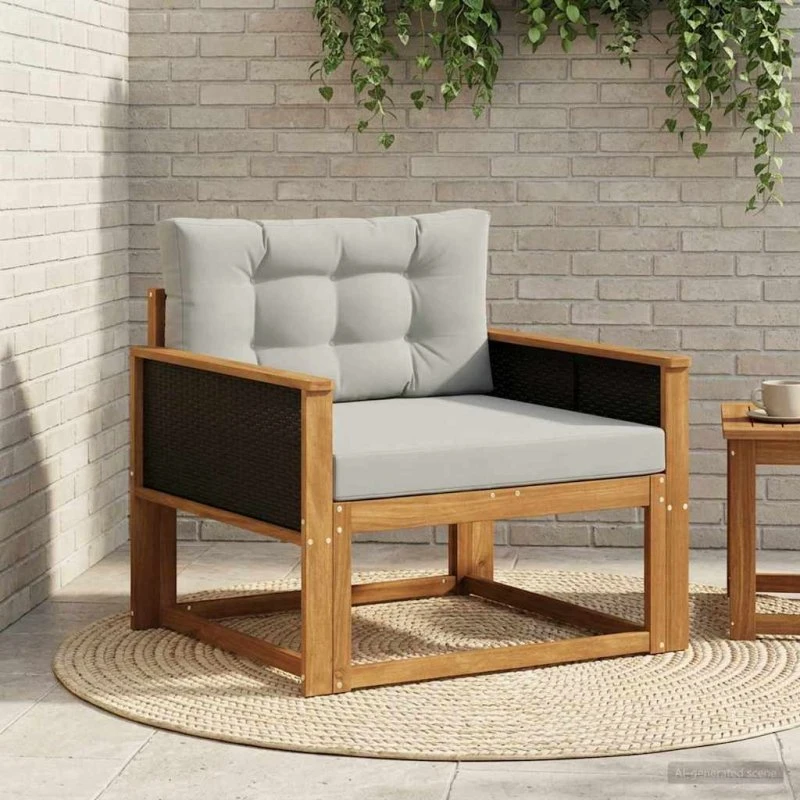 vidaXL Udendørs Mellem Sofa i Massivt Akacietræ, Naturfarvet