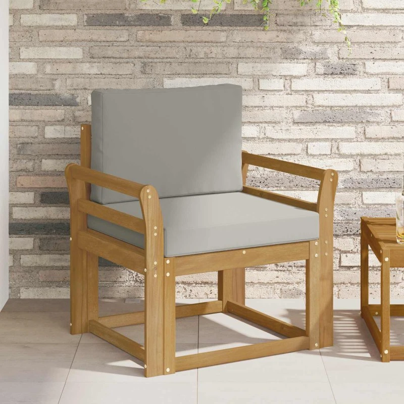 vidaXL 2 Stk Udendørs Sofagruppe Akacietræ Hvid/Lys Grå