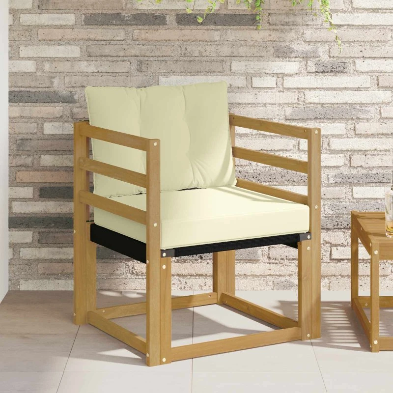 vidaXL Udendørs Sofa Akacietræ Hvid/Creme
