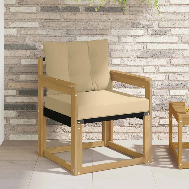 vidaXL Udendørs Sofa Massiv Akacietræ Hvid & Beige