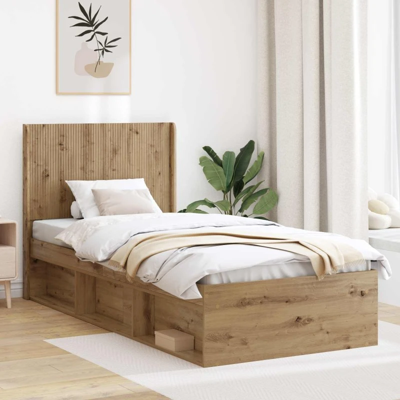 vidaXL Artisan-eg Sengestel 100 x 200 cm med Opbevaring og Hovedgærde