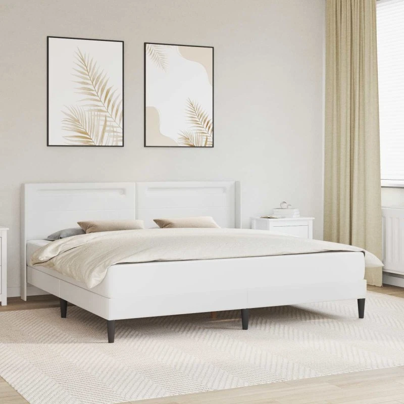 vidaXL Sengeramme med madras Hvid 180 x 200 cm Kunstlæder
